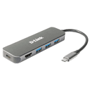 D-Link DUB-2333 base para portátil y replicador de puertos Alámbrico USB Tipo C Gris