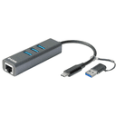 D-Link DUB-2332 base para portátil y replicador de puertos Alámbrico USB Tipo C Gris