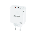 TooQ GaN Triple 2xUSB -C + USB-A 65W Blanco - Cargador