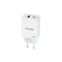 TooQ GaN USB-C/PD + USB-A/QC 45W, Blanco - Cargador