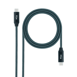 Nanocable Cable USB 3.2 Gen2x2 20Gbps 5A/100W 4K/60Hz USB-C/M-USB-C/M, Gris/Negro, 1 m