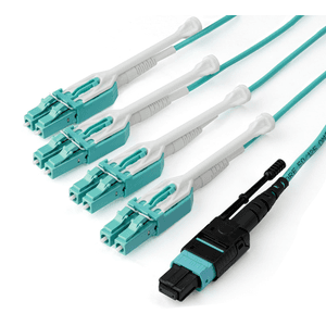 StarTech.com MPO8LCPL3M cable de fibra optica 3 m MPO/MTP 8x LC OM3 Color aguamarina