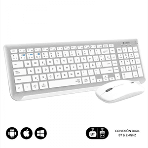 Subblim Dual Prestige Bluetooth + 2.4G Combo Dual Prestige Extendido Plata/Blanco - Combo