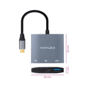 Nanocable Conversor USB-C a HDMI/USB3.0/USB-C PD, 15 cm, Gris
