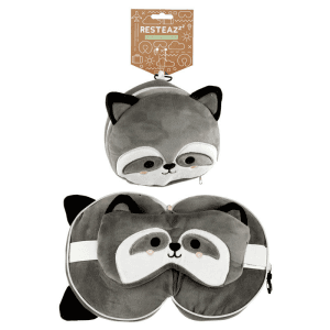 Almohada viaje antifaz Mapache Resteazzz