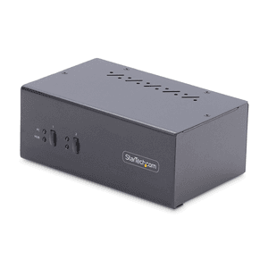 StarTech.com Switch KVM de 2 Puertos DisplayPort para 2 Monitores - Conmutador KVM 4K60Hz - Hub Ladrón 2x USB 5Gb - Hub 2x USB 2