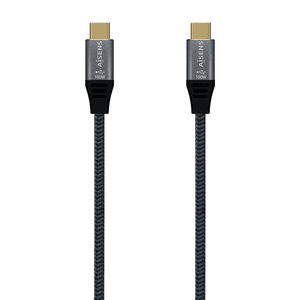 AISENS Cable USB 2.0 Aluminio 5A 100W E-Mark, USB-C/M-USB-C/M, Gris, 2.0M