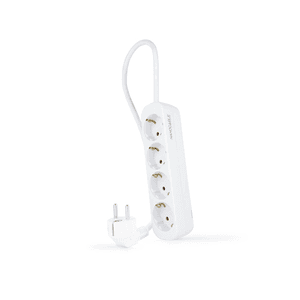 Nanocable Regleta de Enchufes con 4 Tomas, 1.4 m, Blanco