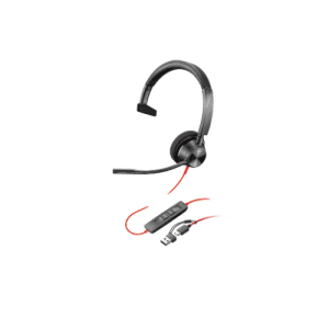 HP Auriculares monoaurales Poly Blackwire 3310 USB-C + Adaptador USB-C/A