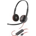HP Poly Auriculares Poly Blackwire 3220 estéreo USB-C + adaptador USB-C/A (paquete)