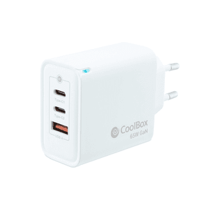 CoolBox CARGADOR GAN 65W USB-C/USB-C/USB-A PARED