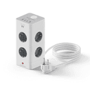 Ewent EW3864 base múltiple 2 m 8 salidas AC Interior Gris, Blanco