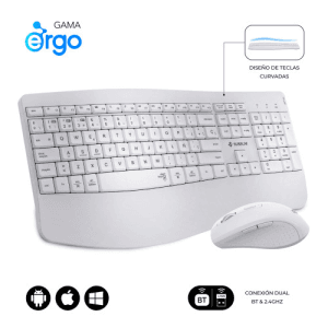 SUBBLIM Teclado con raton COMBO DUAL OFFICE PROWAVE WHITE