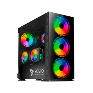 Savio PC Case Prime X1 ARGB Glass Black Midi Tower Negro