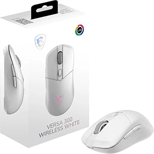 MSI Versa 300 Wireless Bluetooth 5.3 y RF 2.4Ghz DPI 26000  Optico 8k Rgb Blanco - Raton Gaming