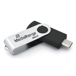 MediaRange MR1955 unidad flash USB 256 GB USB Tipo C 3.2 Gen 1 (3.1 Gen 1) Negro, Plata
