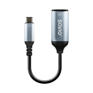 Savio AK-78 adaptador de cable de vídeo 0,015 m USB Tipo C HDMI Negro, Plata