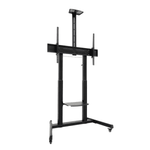 TooQ “AQUILES” Soporte de Suelo con Ruedas con Regulación de Altura para Pantallas 60"-100", Negro