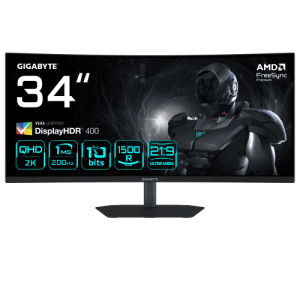 GIGABYTE G34WQC2 Monitor Gaming Curvo 34 WQHD 3440 x 1440 1500R 200Hz 1ms 450 cd m² AMD FreeSync Premium DisplayHDR 400