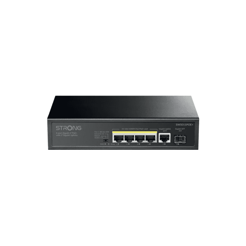 Strong SW5011POE+ switch Gigabit Ethernet (10/100/1000) Energía sobre Ethernet (PoE) Montaje en pared/escritorio Negro