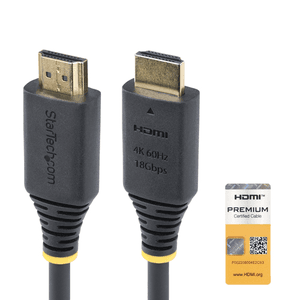 StarTech.com Cable HDMI Premium Certificado de Alta Velocidad de 50cm - 4K 60Hz - 144Hz - UHD - HDR10/HDCP 2.2/ARC - 18Gbps - Ca