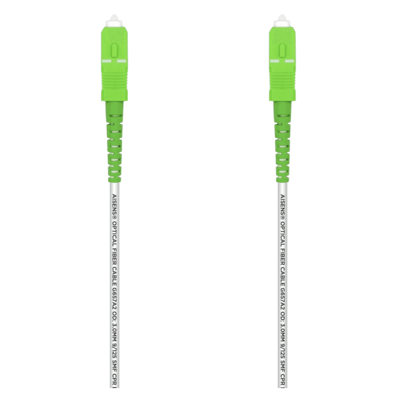 AISENS Cable Fibra Óptica Latiguillo G657A2 3.0 9/125 SMF Simplex CPR DCA LSZH, SC/APC-SC/APC, Blanco, 3.0 m