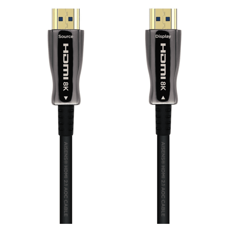 AISENS Cable HDMI V2.1 AOC Ultra Alta Velocidad / HEC 8k@60Hz 4k@120Hz 4:4:4 48Gbps, A/M-A/M, Negro, 25m