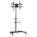 AISENS Floor Stand with Wheel, DVD Tray for Monitor/TV 50Kg from 37-86, Black-Silver