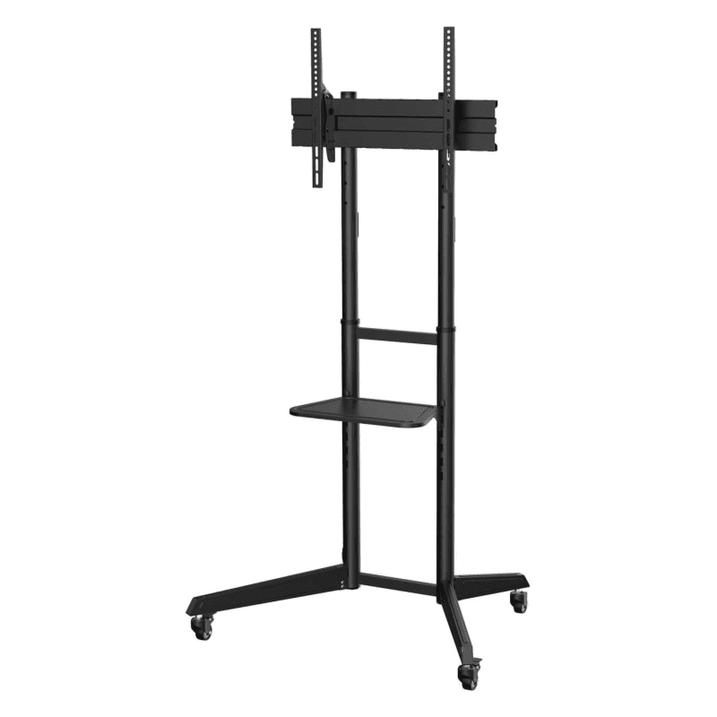 AISENS Soporte de Suelo ECO con Rueda, Bandeja para DVD para Monitor/TV 50Kg de 37-70, Negro