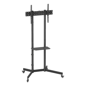 AISENS Soporte De Suelo Eco Con Rueda, Bandeja Para DVD Para Monitor/TV 45kg De 37-70, Negro