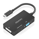 AISENS Conversor USB-C A DVI/HDMI/VGA, USB-C/M-DVI/H-HDMI/H-VGA/H, Negro, 15cm