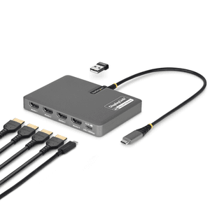 StarTech.com QUAD-USB-HDMI-ADAPT base para portátil y replicador de puertos Alámbrico USB 3.2 Gen 1 (3.1 Gen 1) Type-C Gris