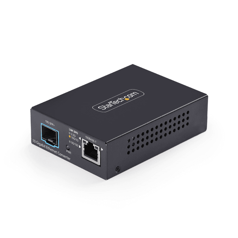 StarTech.com Conversor de Medios de Fibra Óptica Multigigabit 10GbE con SFP+ Abierto - Cobre a SFP+ 10GBASE-X - 10G/5G/2,5G/1G/1