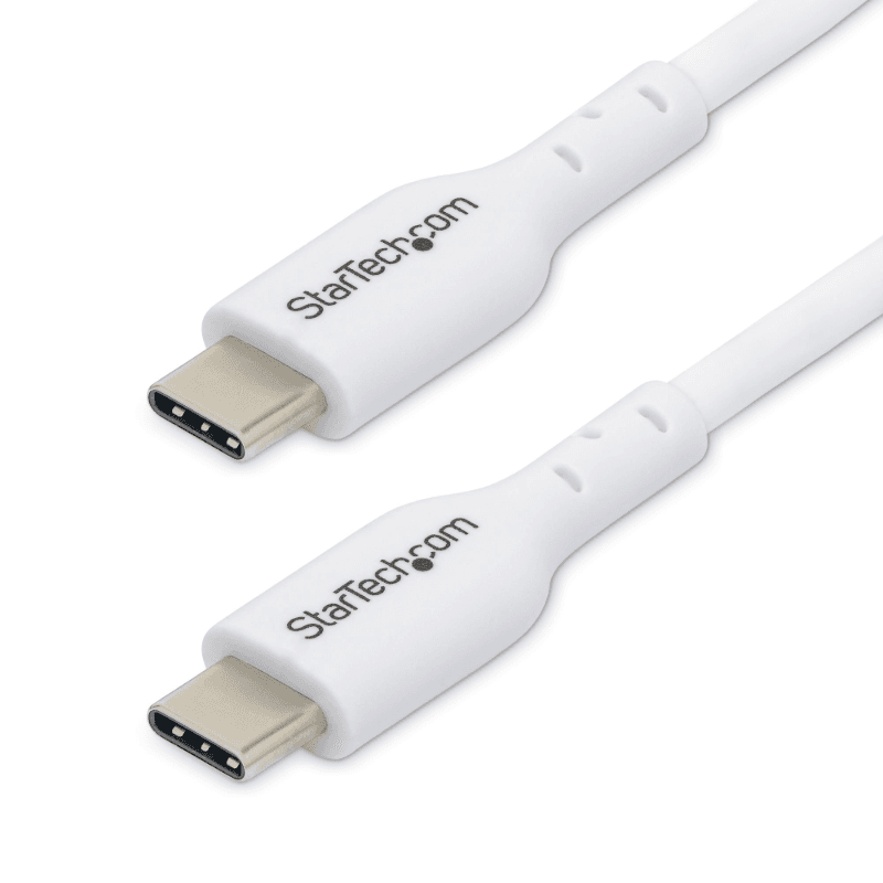 StarTech.com Paquete de 2 Cables USB-C de Carga de 2m - Cable USB Tipo C Cargador para Portátiles - USB 2.0 - PD 60W 3A - Recubr
