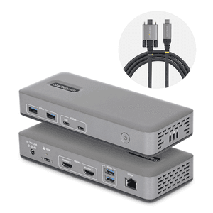 StarTech.com Docking Station USB-C de 2 Monitores HDMI - 4K 60Hz - Red Ethernet de 1Gbps - Dock Multipantalla - PD de 100W para 