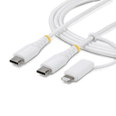 StarTech.com Cable de Carga USB-C de 2m con Adaptador Lightning - Cable Cargador USB Tipo C - 30W/60W(3A) - Cable Tipo C Certifi