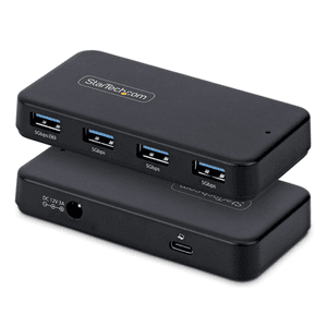 StarTech.com Hub Ladrón USB-A de 4 Puertos - 5Gbps - Autoalimentado - Cable Host 2 en 1 Tipo C y Tipo A - Puerto de Carga BC 1.2