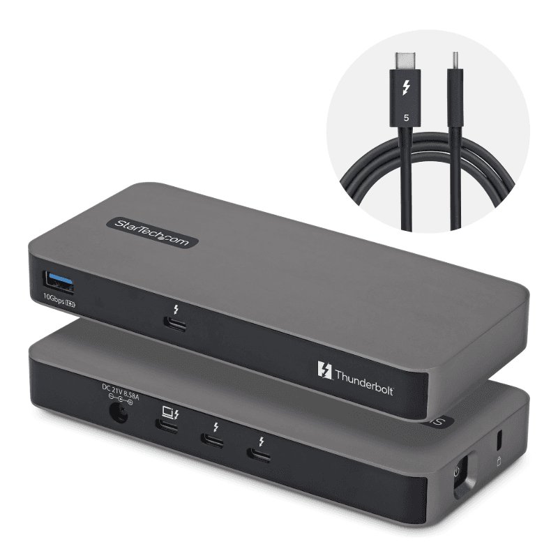 StarTech.com Hub Thunderbolt&trade; 5 de 4 Puertos con KVM Thunderbolt Share - 80/120Gbps - Multipantallas 8K - PD 140W - USB-A 
