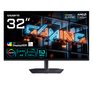 GIGABYTE MO32U24 Monitor Gaming OLED 32” 4K UHD - 3840 x 2160, 240Hz, 0.03ms, 300 cd/m², G-Sync Compatible, FreeSync Premium Pro