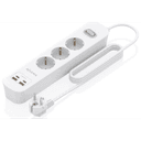 AISENS Regleta de Enchufes Multifuncion con 3 Tomas + Cargador PD3.0 20W 2xUSB-C, 2xUSB-A, 1.4m, Blanco