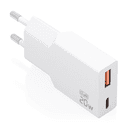 AISENS Cargador Ultra Delgado GaN 20W, 1xUSB-C PD3.0 QC4.0, 1xUSB-A QC3.0, Blanco