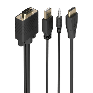AISENS Cable Conversor SVGA+Audio a HDMI, SVGA/M+Jack 3.5/M+USB-A/M-HDMI A/M, Negro, 1.0m