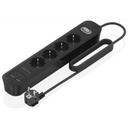 AISENS Regleta de Enchufes Multifuncion con 4 Tomas + Cargador PD3.0 20W 2xUSB-C, 2xUSB-A, 1.4m, Negro