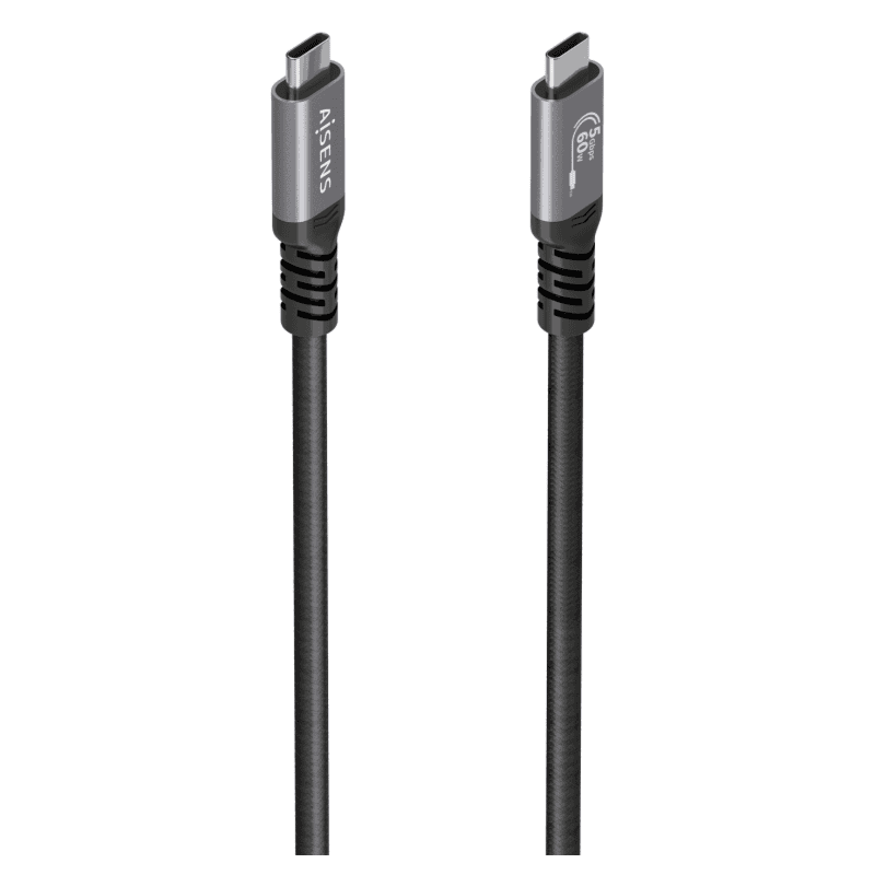 AISENS Cable USB 3.2 Gen1 Aluminio 5Gbps 4K@60Hz 3A 60W E-Mark, Tipo USB-C/M-USB-C/M, Negro, 10M