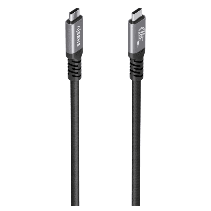 AISENS Cable USB 3.2 Gen2 Aluminio 10Gbps 8K@30Hz 5A 100W E-Mark, Tipo USB-C/M-USB-C/M, Negro, 4.0m