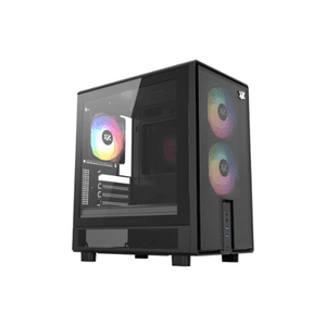 XYZ ATOM, Cristal Templado, Malla, 3x Pulsar 120mm A-RGB, PWM, Tipo C, M-ATX, Negra
