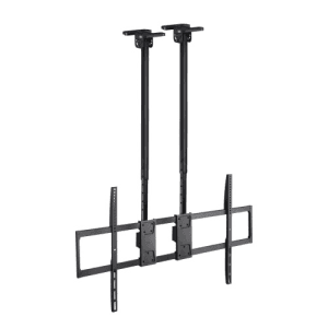 TooQ Soporte de Techo Extensible con doble mástil para Pantallas 60”-120", Negro