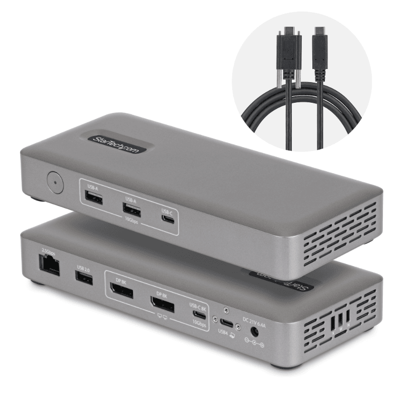 StarTech.com 208UE-USB4-DOCK base para portátil y replicador de puertos Alámbrico Gris