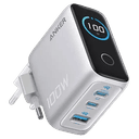 Anker Charger 100W, 3 Puertos, Smart Display, Plata