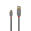 Lindy 36887 cable USB USB 2.0 2 m USB A USB C 0,48 Gbit/s Negro, Gris